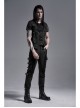 Front Zipper Metal Eyelets Strap Black Punk Vest
