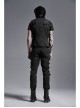 Front Zipper Metal Eyelets Strap Black Punk Vest