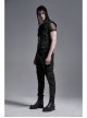 Front Zipper Metal Eyelets Strap Black Punk Vest