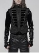 Stand-Up Collar Front Chest Breasted Decoration Black Gothic Jacquard Splice Weft Velvet Vest
