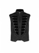 Stand-Up Collar Front Chest Breasted Decoration Black Gothic Jacquard Splice Weft Velvet Vest