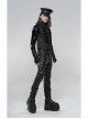 Stand-Up Collar Front Chest Breasted Decoration Black Gothic Jacquard Splice Weft Velvet Vest