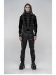 Stand-Up Collar Front Chest Breasted Decoration Black Gothic Jacquard Splice Weft Velvet Vest