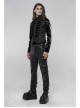 Stand-Up Collar Front Chest Breasted Decoration Black Gothic Jacquard Splice Weft Velvet Vest