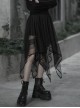 Gothic Female Dark Chiffon Mesh Lace Irregular Hem Skirt