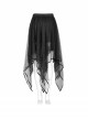Gothic Female Dark Chiffon Mesh Lace Irregular Hem Skirt