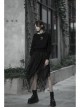 Gothic Female Dark Chiffon Mesh Lace Irregular Hem Skirt