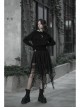 Gothic Female Dark Chiffon Mesh Lace Irregular Hem Skirt