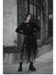Gothic Female Dark Chiffon Mesh Lace Irregular Hem Skirt