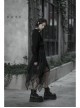 Gothic Female Dark Chiffon Mesh Lace Irregular Hem Skirt
