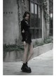 Steam Punk Female Casual Black Buckle Irregular Hem Skirt