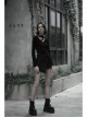 Steam Punk Female Casual Black Buckle Irregular Hem Skirt