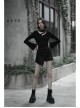 Steam Punk Female Casual Black Buckle Irregular Hem Skirt