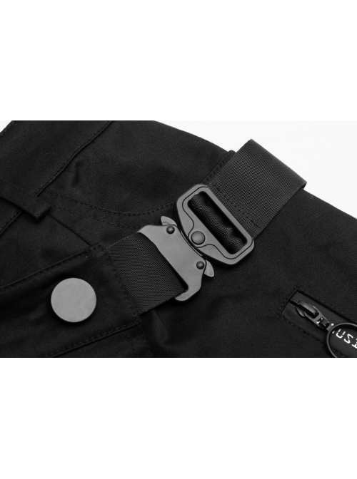Steam Punk Female Casual Black Buckle Irregular Hem Skirt