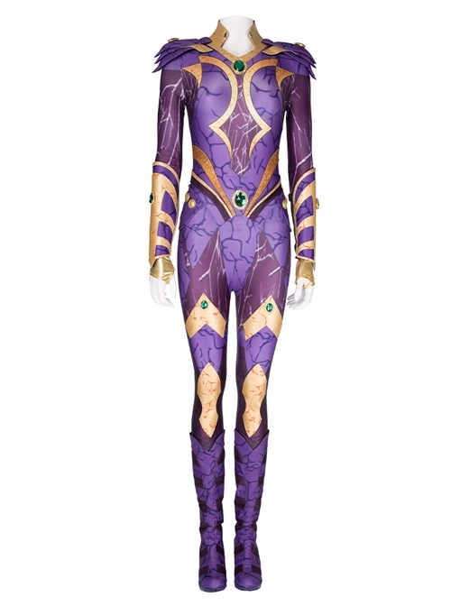 Titans Season 3 Starfire Koriand'r Purple Battle Suit Halloween Cosplay Costume Set