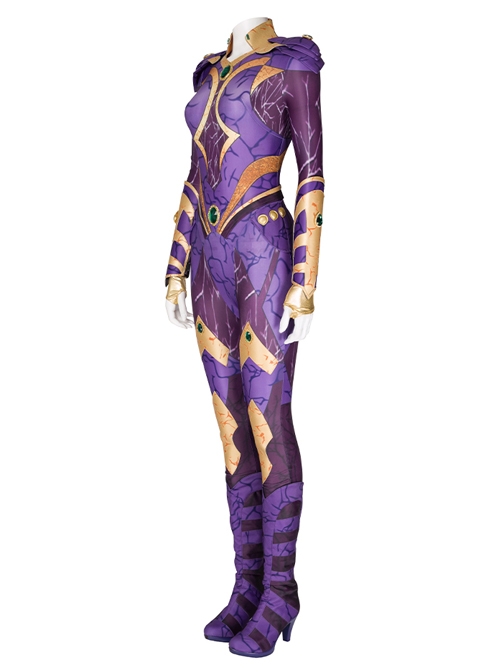 Titans Season 3 Starfire Koriand'r Purple Battle Suit Halloween Cosplay Costume Set