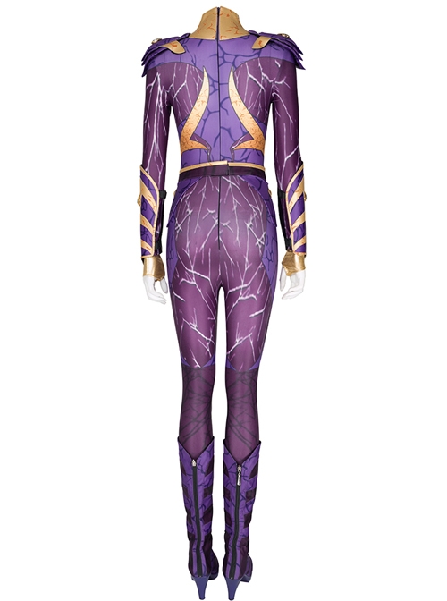 Titans Season 3 Starfire Koriand'r Purple Battle Suit Halloween Cosplay Costume Set