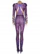 Titans Season 3 Starfire Koriand'r Purple Battle Suit Halloween Cosplay Costume Set