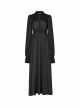 Gothic Female Black High Collar Long Sleeve Star Buckle Long Dress