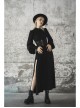 Gothic Female Black High Collar Long Sleeve Star Buckle Long Dress