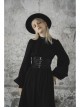 Gothic Female Black High Collar Long Sleeve Star Buckle Long Dress