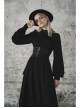 Gothic Female Black High Collar Long Sleeve Star Buckle Long Dress