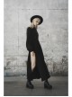 Gothic Female Black High Collar Long Sleeve Star Buckle Long Dress