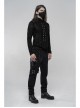 High Collar Front Metal Button Shoulder Woven Tape Metal Rivet Black Punk Vest