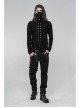 High Collar Front Metal Button Shoulder Woven Tape Metal Rivet Black Punk Vest