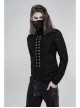 High Collar Front Metal Button Shoulder Woven Tape Metal Rivet Black Punk Vest