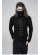 High Collar Front Metal Button Shoulder Woven Tape Metal Rivet Black Punk Vest