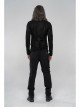 High Collar Front Metal Button Shoulder Woven Tape Metal Rivet Black Punk Vest