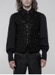 Front Metal Retro Button Back Waist Metal Hasp Black Gothic Jacquard Vest