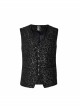 Front Metal Retro Button Back Waist Metal Hasp Black Gothic Jacquard Vest