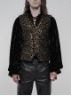 Front Metal Retro Button Back Waist Metal Hasp Black And Gold Gothic Jacquard Vest