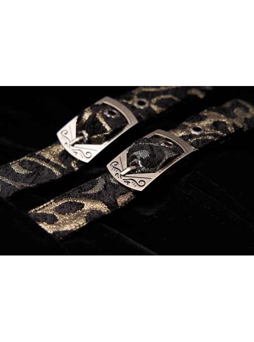Front Metal Retro Button Back Waist Metal Hasp Black And Gold Gothic Jacquard Vest