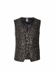 Front Metal Retro Button Back Waist Metal Hasp Black And Gold Gothic Jacquard Vest
