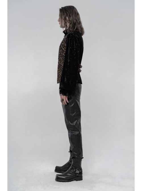 Front Metal Retro Button Back Waist Metal Hasp Black And Gold Gothic Jacquard Vest