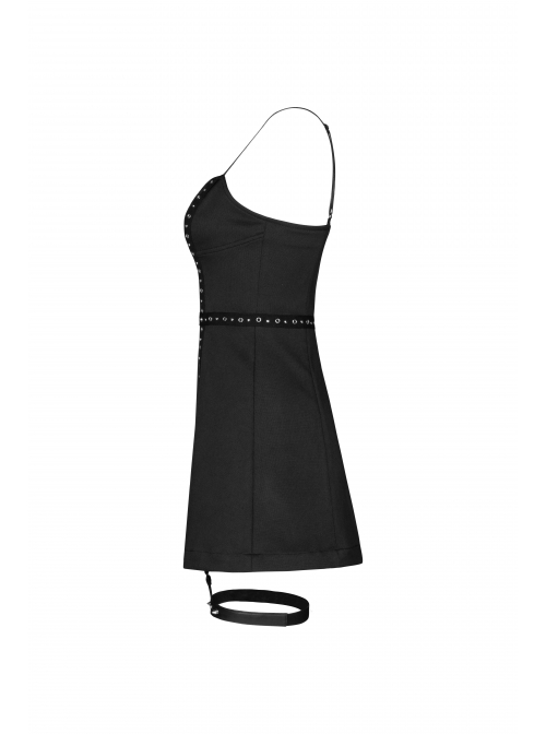 Steam Punk Feamel Casual Black Strap Metal Buckle Dress