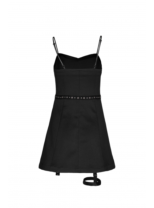 Steam Punk Feamel Casual Black Strap Metal Buckle Dress