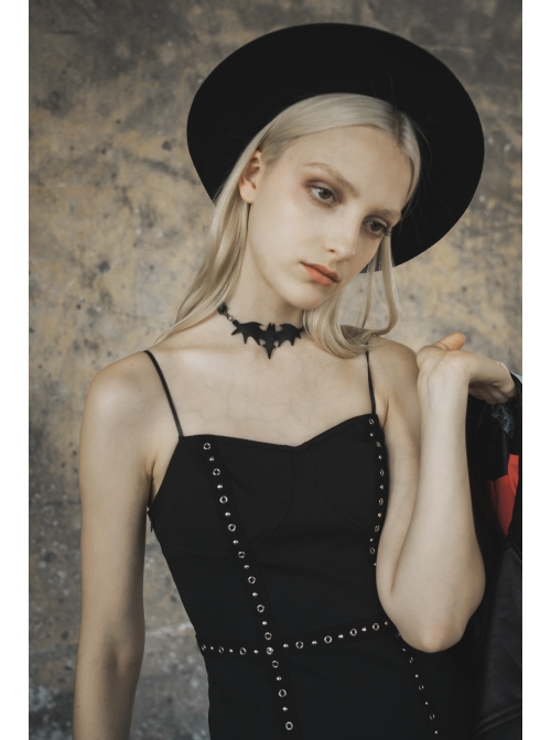 Steam Punk Feamel Casual Black Strap Metal Buckle Dress