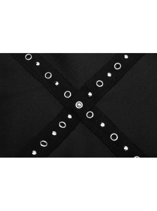 Steam Punk Feamel Casual Black Strap Metal Buckle Dress