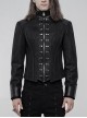 High Collar Front Metal Rivet Long Sleeve Black Punk Short Coat