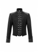 High Collar Front Metal Rivet Long Sleeve Black Punk Short Coat
