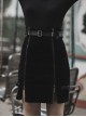 Steam Punk Female Metal Zipper PU Leather Belt Skirt