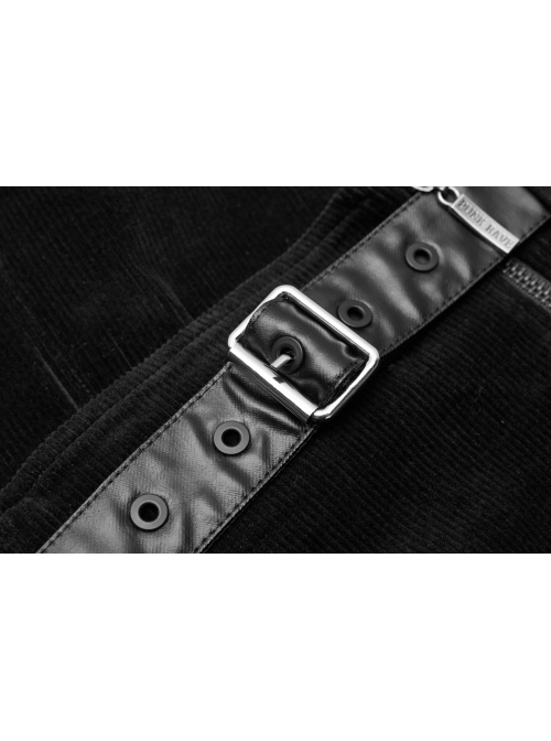 Steam Punk Female Metal Zipper PU Leather Belt Skirt