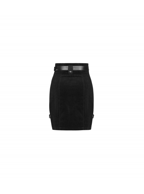 Steam Punk Female Metal Zipper PU Leather Belt Skirt