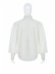 Bow Tie Front Pearls Button Lantern Sleeve White Gothic Cotton Woven Shirt