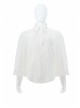 Bow Tie Front Pearls Button Lantern Sleeve White Gothic Cotton Woven Shirt