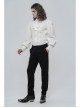 Bow Tie Front Pearls Button Lantern Sleeve White Gothic Cotton Woven Shirt
